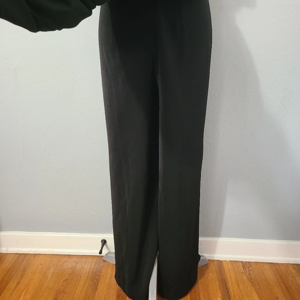 Lola by‎ Suman B Black Ruffled Draped Jumpsuit Size Med